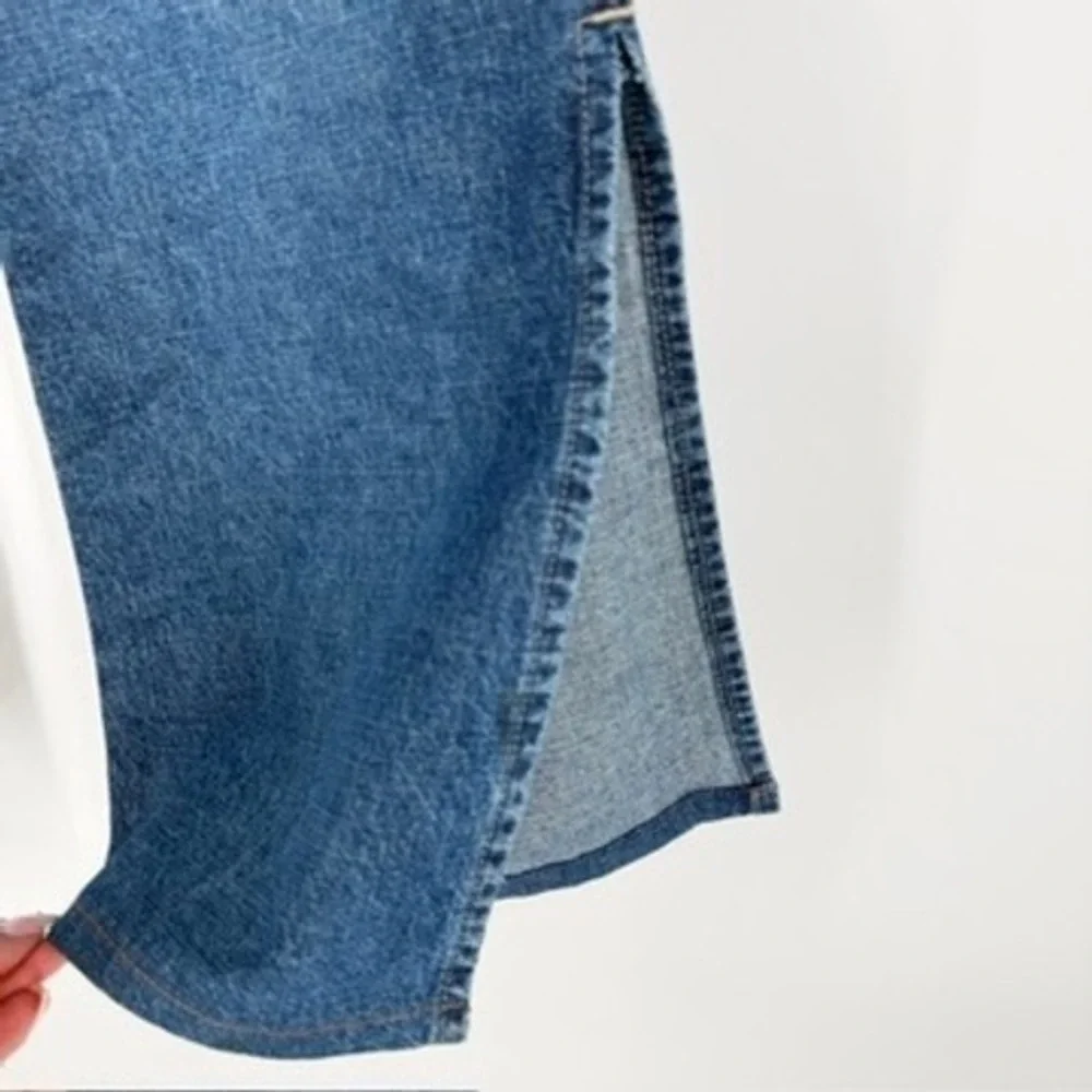 ActionWest Vintage High Waisted Wide Leg Blue Jeans Side Slit 100% Cotton Size 6